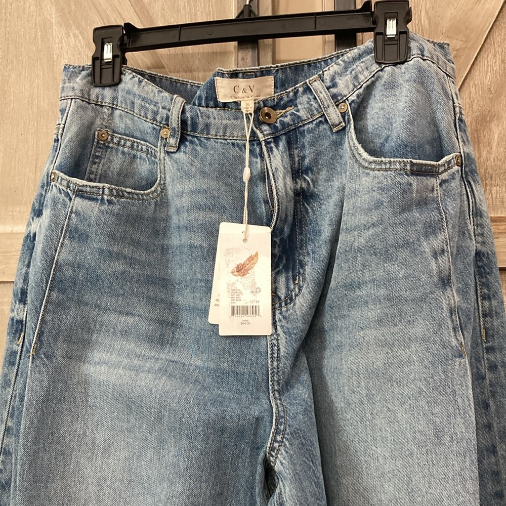 CHELSEA & VIOLET HIGH RISE ,WIDE LEG RAW HEM ,SKATER JEANS GRP 073 V5175C00 - Picture 2 of 11